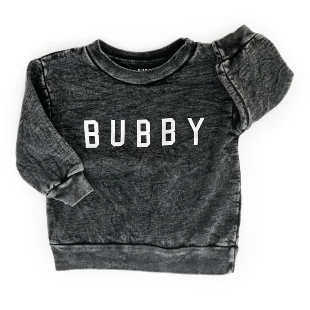 Little Bipsy Charcoal 'BUBBY' Sweatshirt - White Lettering